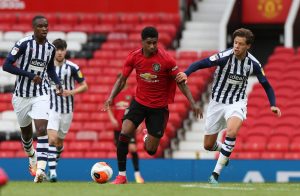 Marcus Rashford in action against West Bromwich